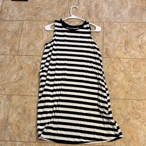 Time and Tru Black and White Striped Top